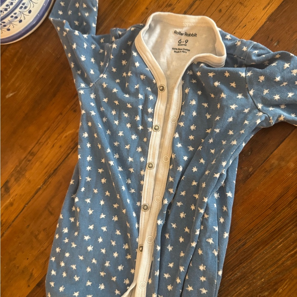 Roller Rabbit Blue and White Star Onesie